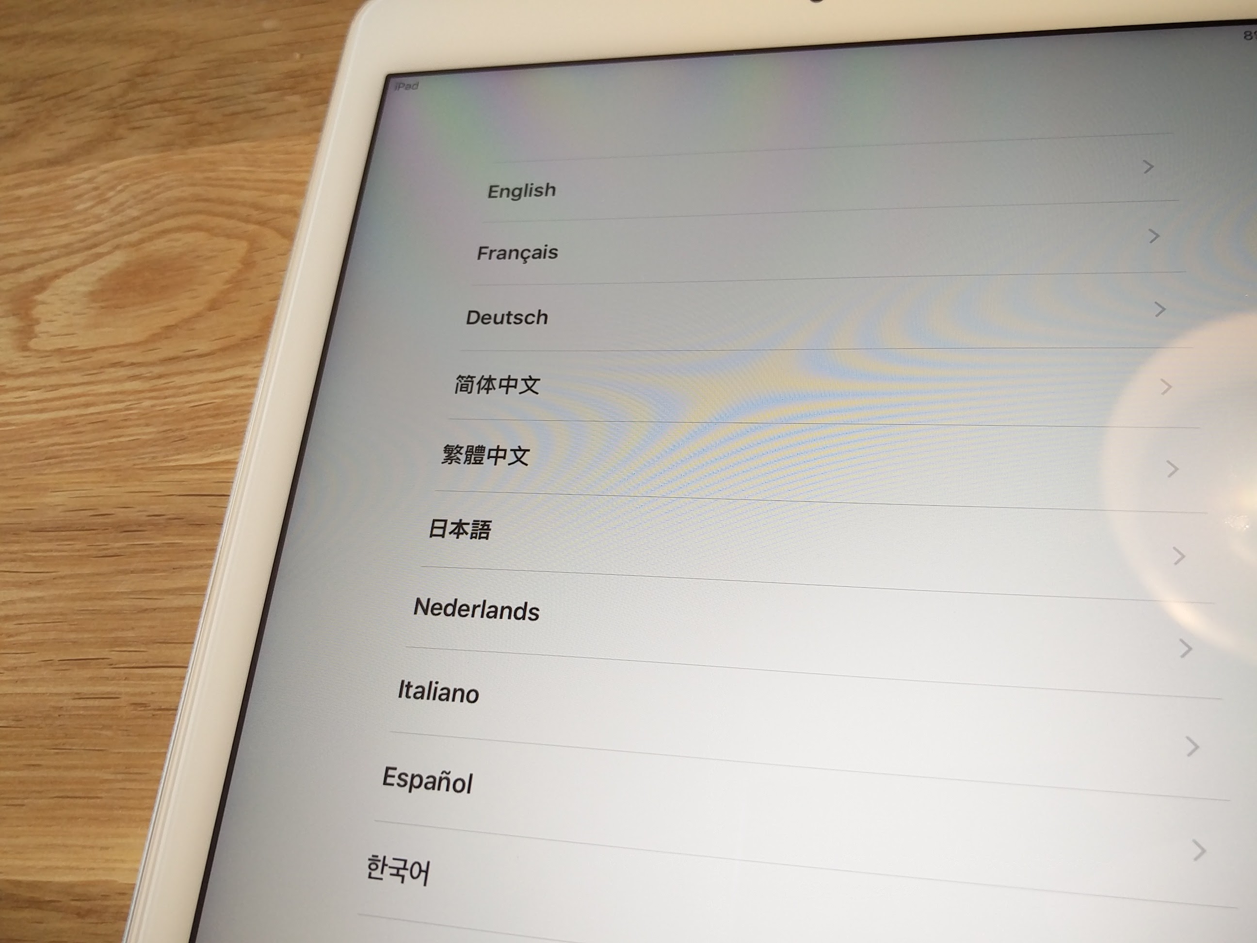 言語は当然日本語を選択。いやー。よくできてますね、iPad(iOS)は。
